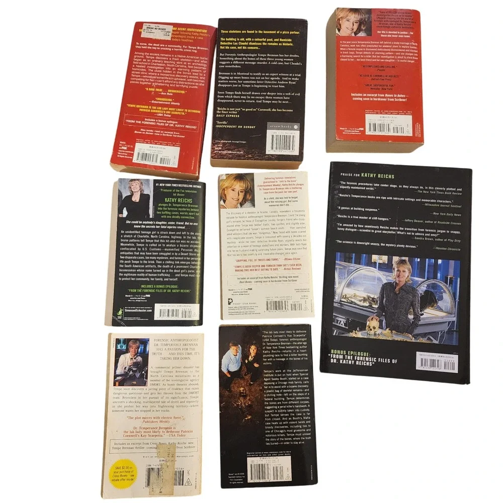 Kathy Reichs Tempe Brennan Mystery Thriller Novel Book Lot of 8 Bones‎ Series